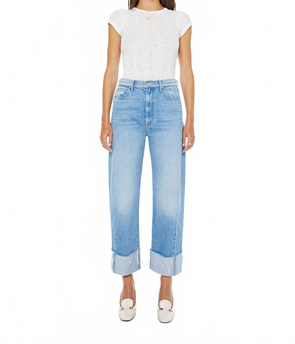 NEW MOTHER the half pipe ankle cuff fray jeans in last bite